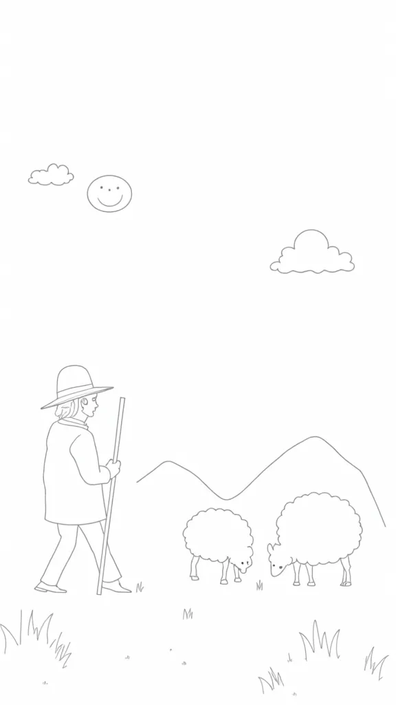 shepherd with sheep coloring page